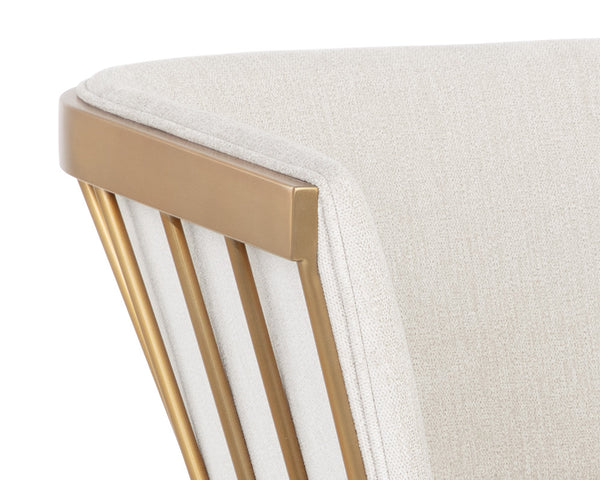 Sunpan Caily Dining Armchair - Modern Elegance with Gold Stainless Steel Frame for Stylish Dining Spaces Polo Club Muslin