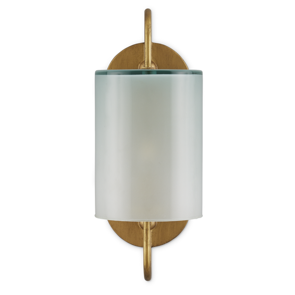 Glacier Brass Wall Sconce - Elegant Frosted Glass Shade for Soft Illumination in Damp Spaces