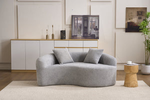 English Elm LY-042 Zen-Inspired S-Curved Dual-Depth Loveseat with Chenille Upholstery, Ready-to-Use Comfort Light Gray W2231P329726