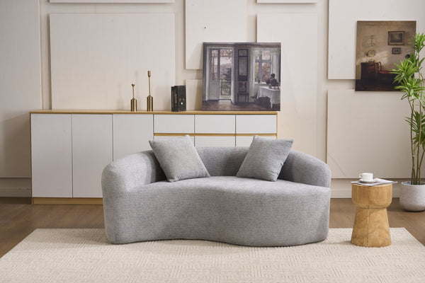 English Elm LY-042 Zen-Inspired S-Curved Dual-Depth Loveseat with Chenille Upholstery, Ready-to-Use Comfort Light Gray W2231P329726
