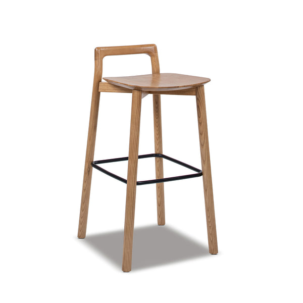 English Elm Jennifer Taylor Home - Sven Modern 30" Low Back Ash Wood Barstool with Black Iron Footrest — Durable, Sustainable Design Brown B2719P391774
