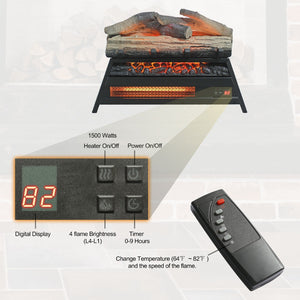 English Elm 23 Inch Infrared Electric Fireplace Insert with 3d Flame Log Set Indoor Heater W1769P203960