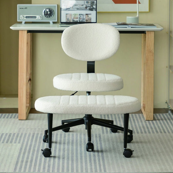 English Elm Ergonomic Cross Legged Office Chair with Lumbar Support Swivel Base and Rolling Casters White W3394P419035