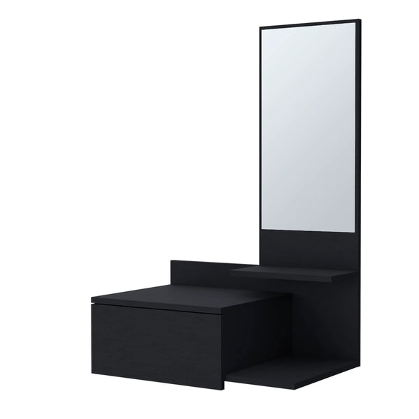 English Elm Wenge Wall-Mounted Floating Vanity with Integrated Mirror, Space-Saving Modern Wenge Shelf for Small Baths B062P252164
