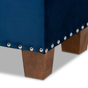 Baxton Studio Baxton Studio Modern Velvet Upholstered Button-Tufted Storage Ottoman Bench with Elegant Design Navy Blue BBT3136-Navy Velvet/Walnut-Otto