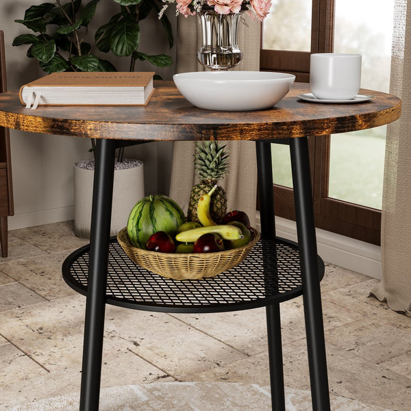 English Elm Bar 3-Piece Dining Set with Stools and Backrests, MDF & Metal Farmhouse Design, Space-Saving Pair Brown W57868878