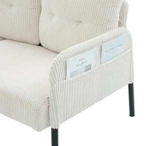 English Elm United We Win Corduroy Loveseat Plush Ergonomic Sofa with Spring Support Metal Legs Beige W1568P410043