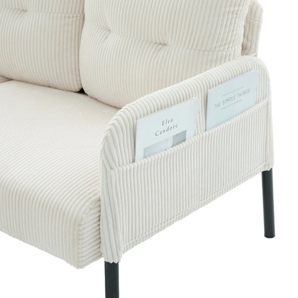 English Elm United We Win Corduroy Loveseat Plush Ergonomic Sofa with Spring Support Metal Legs Beige W1568P410043