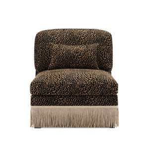 English Elm Armless Modular Sofa Leopard Chenille Upholstered Glam Living Room Accent Piece Black Brown W5656P454393