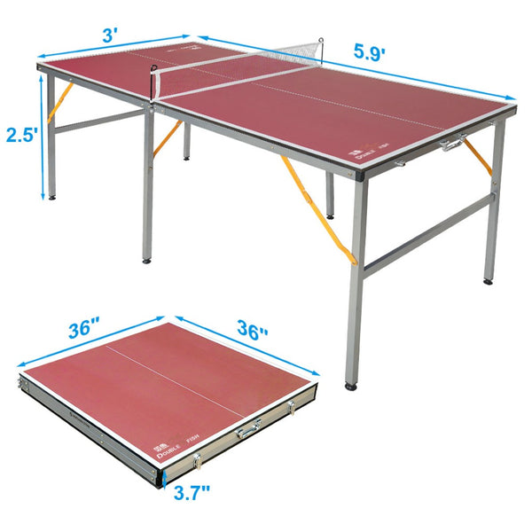 English Elm Double Fish Foldable Mdf Ping Pong Table with Wheels Net Paddles Balls Indoor Outdoor W3087P250981