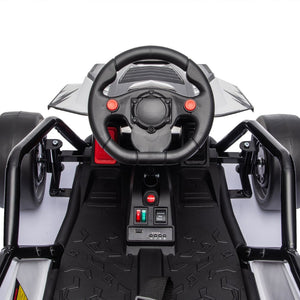 English Elm 24v Dual Motor Kids Go Kart with Drift Mode Roll Cage and Rear Suspension Ages 6 to 12 W1578P454061
