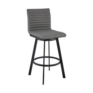 English Elm Nikole Swivel Counter Stool Matte Black Steel Base with Gray Faux Leather Seat B2736P464887