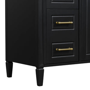 English Elm 36 Inch Freestanding Bathroom Vanity Sage Pine Cabinet Gold Hardware Ceramic Sink Black N725P366466B