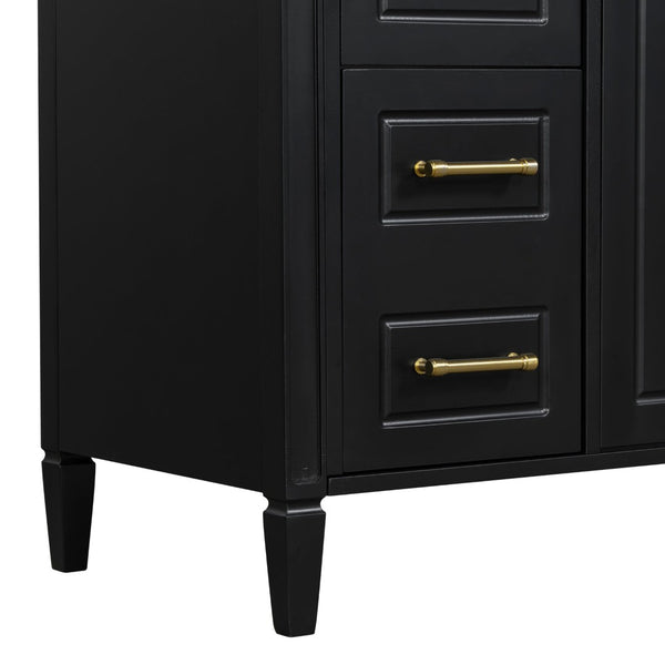 English Elm 36 Inch Freestanding Bathroom Vanity Sage Pine Cabinet Gold Hardware Ceramic Sink Black N725P366466B