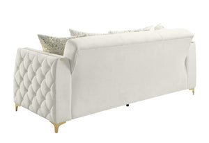 English Elm Lippa Quilted Polyester Sleeper Sofa with Gold Legs Storage and Contemporary Style Off White B009S02230