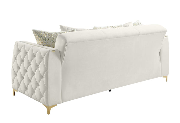English Elm Lippa Quilted Polyester Sleeper Sofa with Gold Legs Storage and Contemporary Style Off White B009S02230