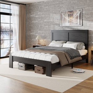 English Elm Bed Frame Queen Size - Sturdy Wood Platform With Noise-Free Design, Easy Assembly & Ample Storage W636P210907