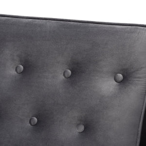 Baxton Studio Baxton Sorrento Mid-Century Modern Grey Velvet Lounge Chair with Walnut Legs for Stylish Comfort BBT8013-Grey Velvet/Walnut-CC