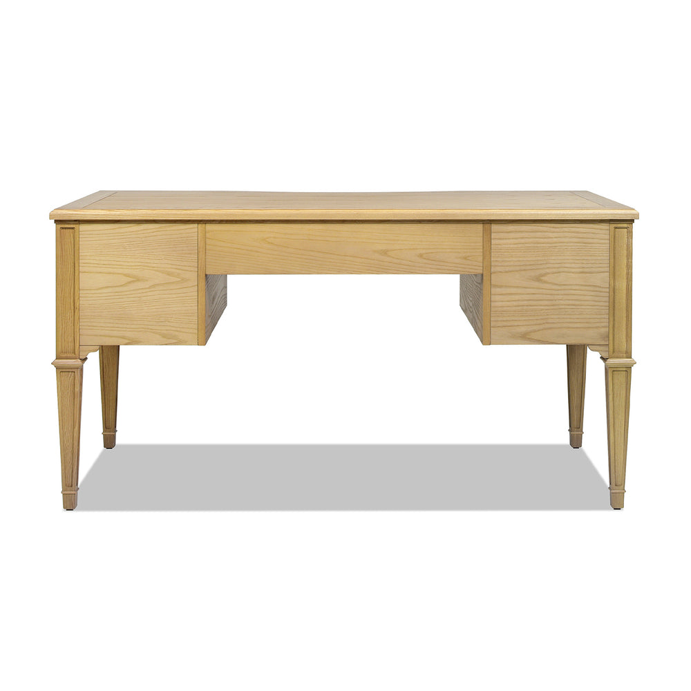 English Elm Jennifer Taylor Home - Dauphin Gold Accent Executive Desk - Natural Ash Wood, 5 Drawers, Premium Quality & Easy Setup B2719P238477