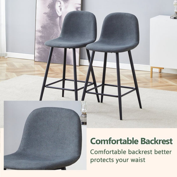 English Elm Modern Quilted Pu Leather Barstools Set of Two with Black Metal Legs for Kitchen Islands W1151P242028