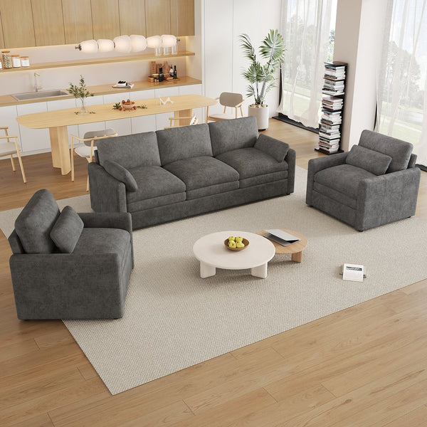 English Elm Cozy Oversized Upholstered Sofa Set - Plush Comfort With Double Cushion Support For Modern Living Rooms N719S001921E