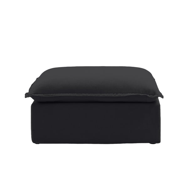 English Elm Sky Cloud Sectional Sofa with Cloud-Like Comfort, Modular L-Shaped Velvet Seating, Removable Covers, Storage Ottoman Black B341S00018