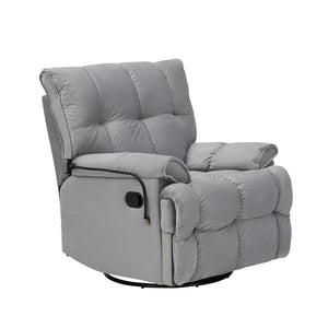 English Elm Single Teddy Upholstered Recliner Chair with Solid Wood Frame, Sponge Cushions & Phone Stand, Adjustable Back to 150° Gray W1278P212863