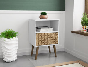 English Elm Liberty 18" Nightstand In Natural & White – Stylish Storage Solution For Small Spaces & Apartments B365P398497