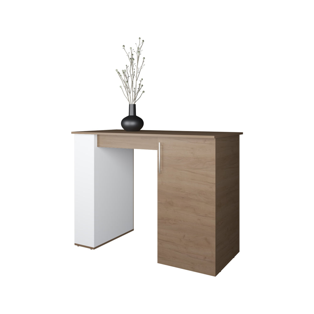 English Elm Alder Multifunctional Bar Kitchen Island with Hidden Storage Shelf, Compact White/Macadamia Finish B092P309169