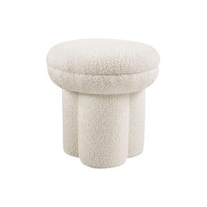 English Elm Contemporary Plush Pleated Round Ottoman Stool with Gold Trim Base, Velvet-Like Accent Seat for Living Room Beige 18 L x 18 W x 20 H B2741P388377