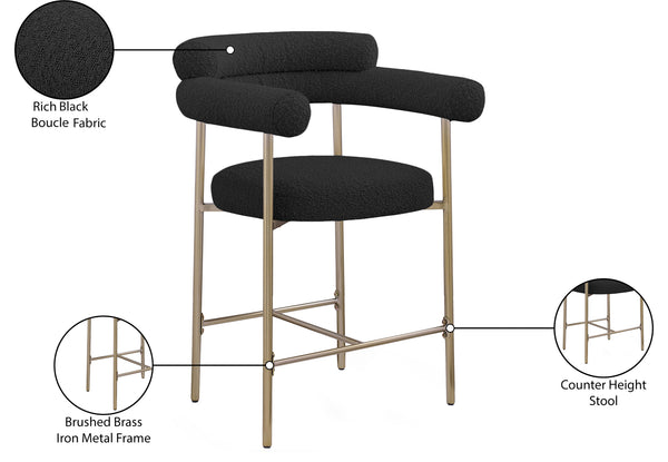 Blake Black Boucle Fabric Counter Stool 993Black-C Meridian Furniture