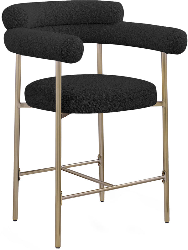 Blake Black Boucle Fabric Counter Stool 993Black-C Meridian Furniture