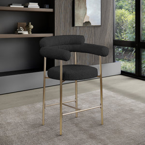 Blake Black Boucle Fabric Counter Stool 993Black-C Meridian Furniture