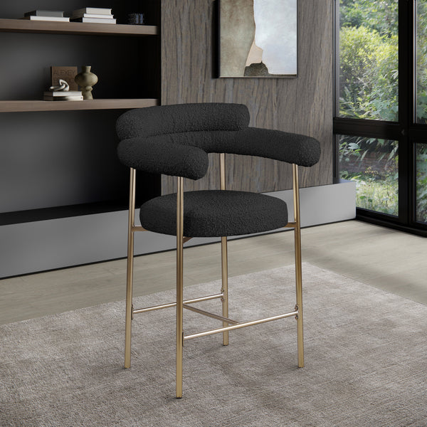 Blake Black Boucle Fabric Counter Stool 993Black-C Meridian Furniture