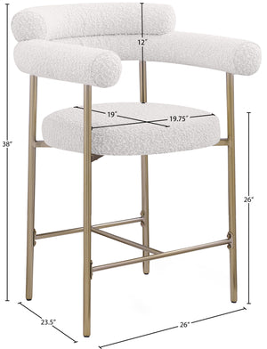Blake Cream Boucle Fabric Counter Stool 993Cream-C Meridian Furniture