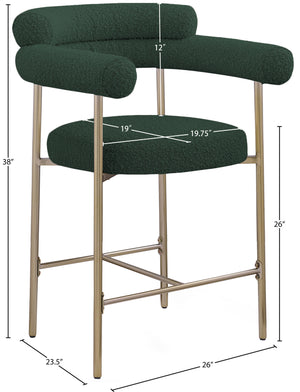 Blake Green Boucle Fabric Counter Stool 993Green-C Meridian Furniture
