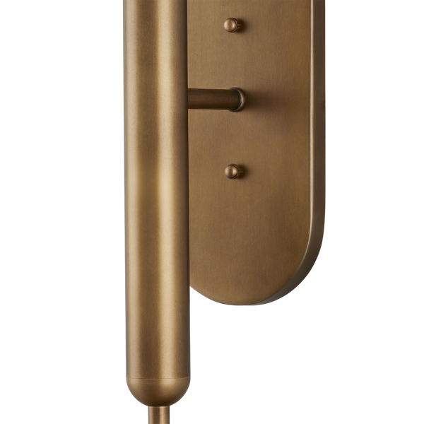 Barbican Double-Light Antique Brass Wall Sconce - Modern Design with Translucent Glass Globes