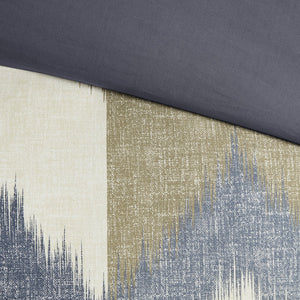 English Elm Full/Queen Alpine Duvet Cover Mini Set — 200TC Cotton Ikat Chevron, OEKO-TEX, Antimicrobial Finish B03596513