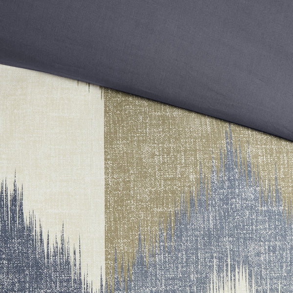 English Elm Full/Queen Alpine Duvet Cover Mini Set — 200TC Cotton Ikat Chevron, OEKO-TEX, Antimicrobial Finish B03596513