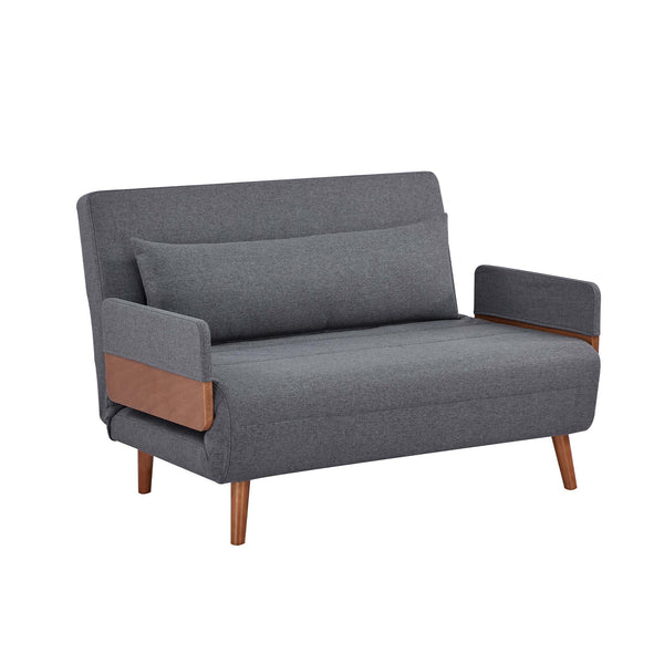 English Elm TRIO Extra Loveseat sleeper sofa bed converts in 10s with 3-position backrest, breathable linen, silent hinges for small spaces Grey W3391P325417