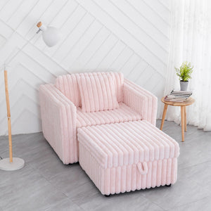 English Elm 44.9"Soft Modular Sofa with Removable Zipper Cushions, Hidden Hydraulic Storage, Easy Cleanability Light Pink W1767S00015