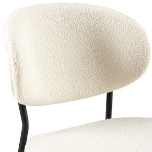 English Elm Beige Boucle Dining Chairs Set Of 4 - Mid-Century Modern Comfort With Curved Backrest & Metal Legs W1164P195038