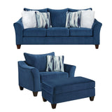 English Elm Camero Fabric Pillowback 3-Piece Sofa Set, Navy Blue