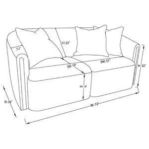 English Elm Silvana Rolled Arm Loveseat with Plush Foam Cushions in Neutral Woven Fabric B062P451816