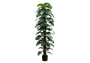 English Elm Artificial Monstera Tree 83" Tall Realistic Floor Plant with 78 Lush Leaves in Black Pot, No Maintenance Green 60 L x 15 W x 10 H B2710P287102
