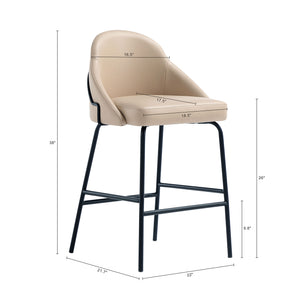 English Elm Gracie Metal Upholstered Counter Stool - Tan & Black, Stylish Design For Modern Kitchens & Bars B365P397975