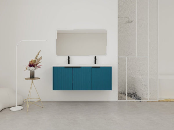 English Elm 48" Modern Wall-Mounted Bathroom Vanity With Resin Double Sink & Soft-Close Doors For Stylish Storage P1 W999S00351-GIGA