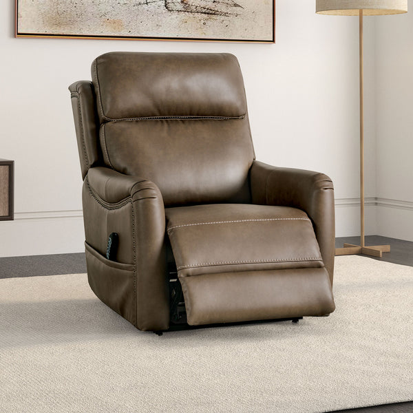 English Elm Transitional Multi-Function Glider Recliner with Channel Back, Cup Holders, Hidden Storage, Upholstered Comfort Brown 34 L x 31 W x 35 H B2741P387682
