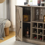 English Elm Farmhouse Coffee Bar Cabinet Bar Cabinet With Wine Rack Barn Door Buffet Sideboard Cabinet With Drawer, Adjustable Storage Shelves, Living Room, Dining Room 31.5*15.75*31.5Gray Wash