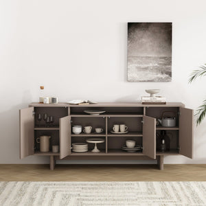 English Elm Ella 71" Sideboard with Soft-Close Doors, Adjustable Shelves, 9 Cubby Spaces & Modern Sled Legs Mocha B365S00109